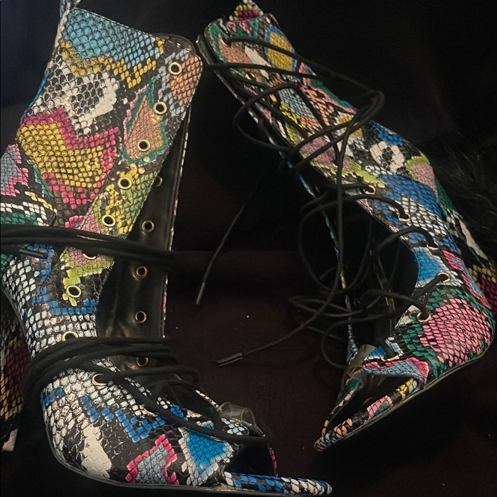 Liliana Vibrant Lace-Up Snakeskin Boots